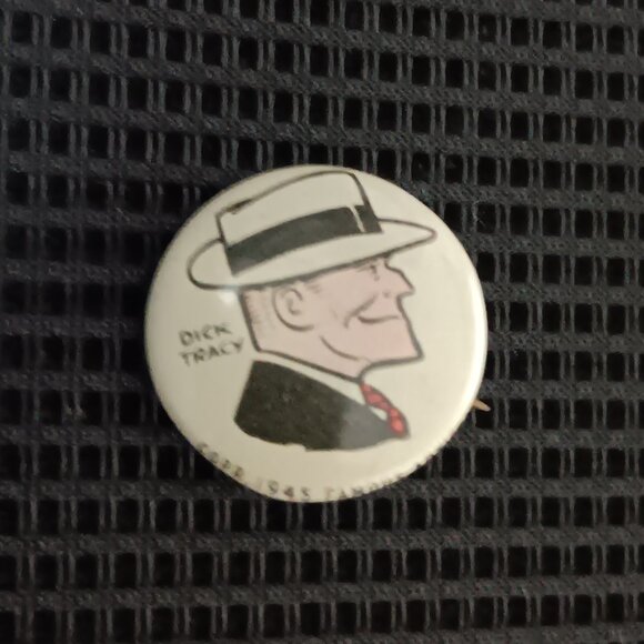 Rare Vintage Dick Tracy Pep Pinback Button Pin Kellogg's Cereal Tin Lithograph - Picture 2 of 7